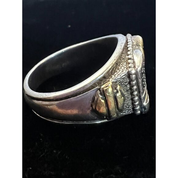 Rare Vintage SS/gold trim Men's Licensed Harley Davidson Eagle Ring SZ 11 - Picture 3 of 6